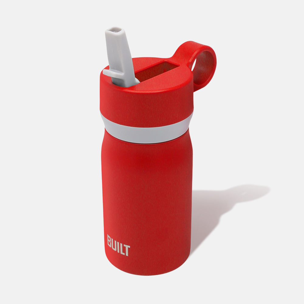 BUILT New York 12oz Wide Mouth Cascade with Straw Lid láhev Red nerez
