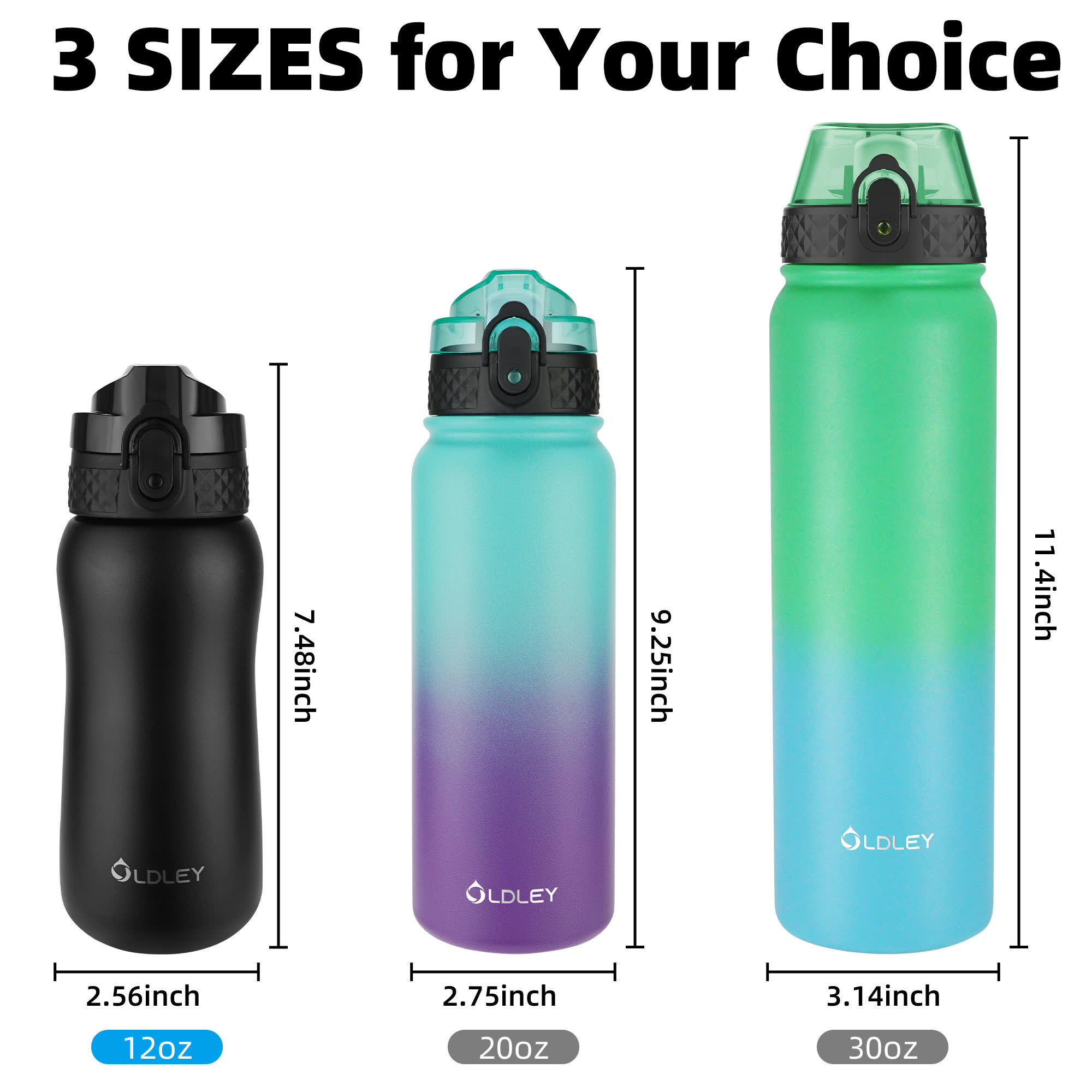 OLDLEY Kids 12oz termoláhev černá 350 ml studená 24 h