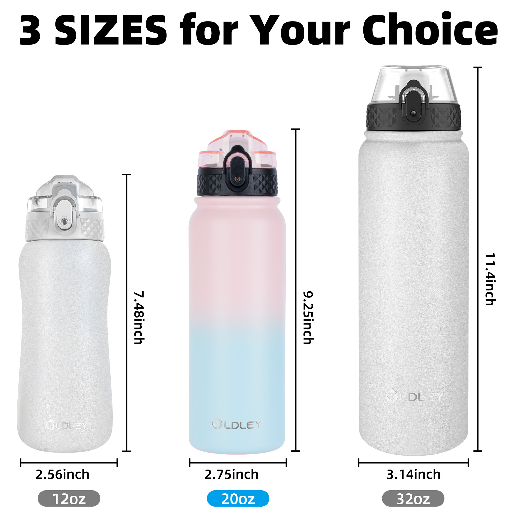 Oldley Triple Lid 20oz sportovní termoska pink blue 600 ml