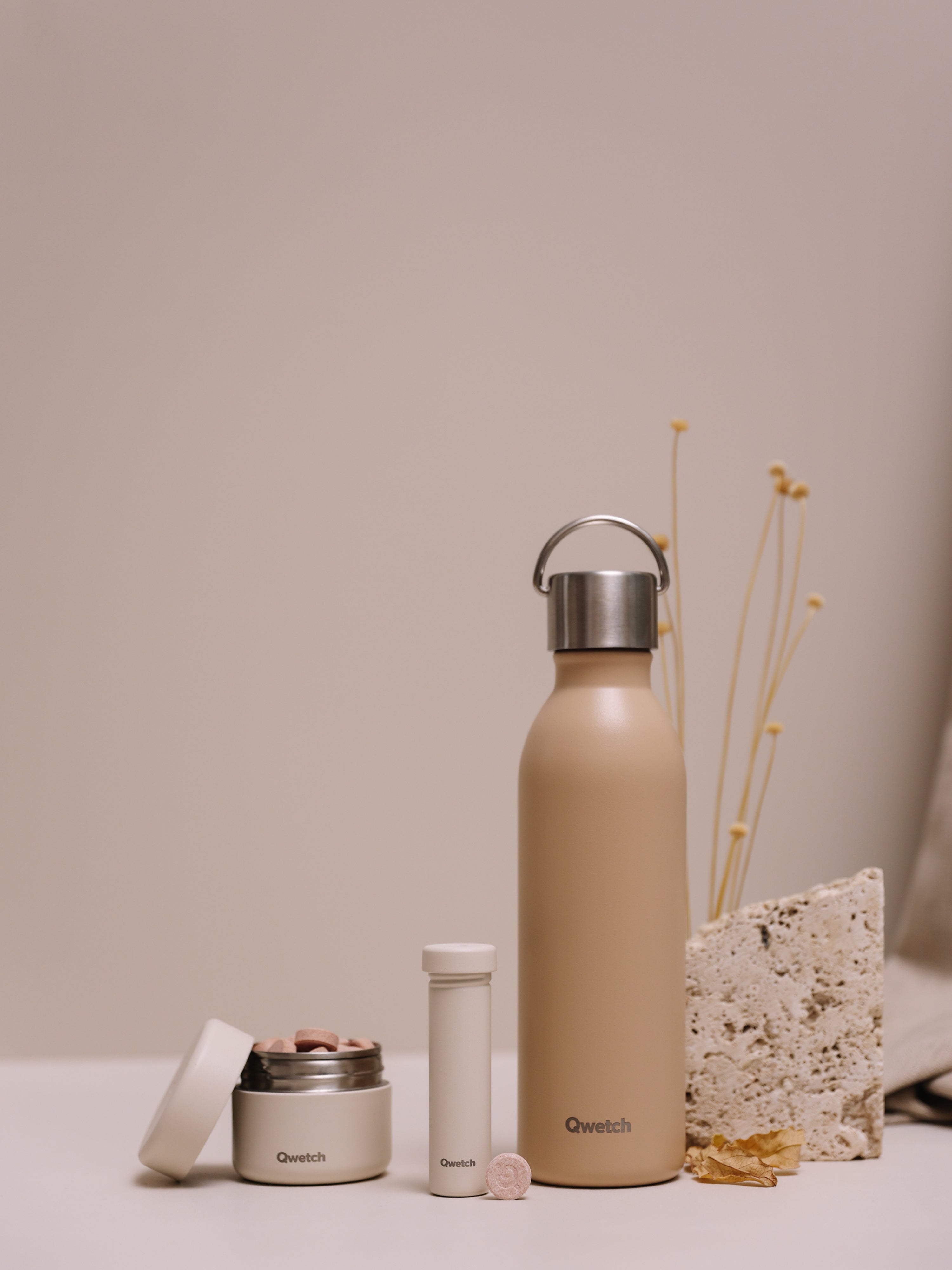 Qwetch Active Matt Lin termoláhev 600 ml béžová nerez