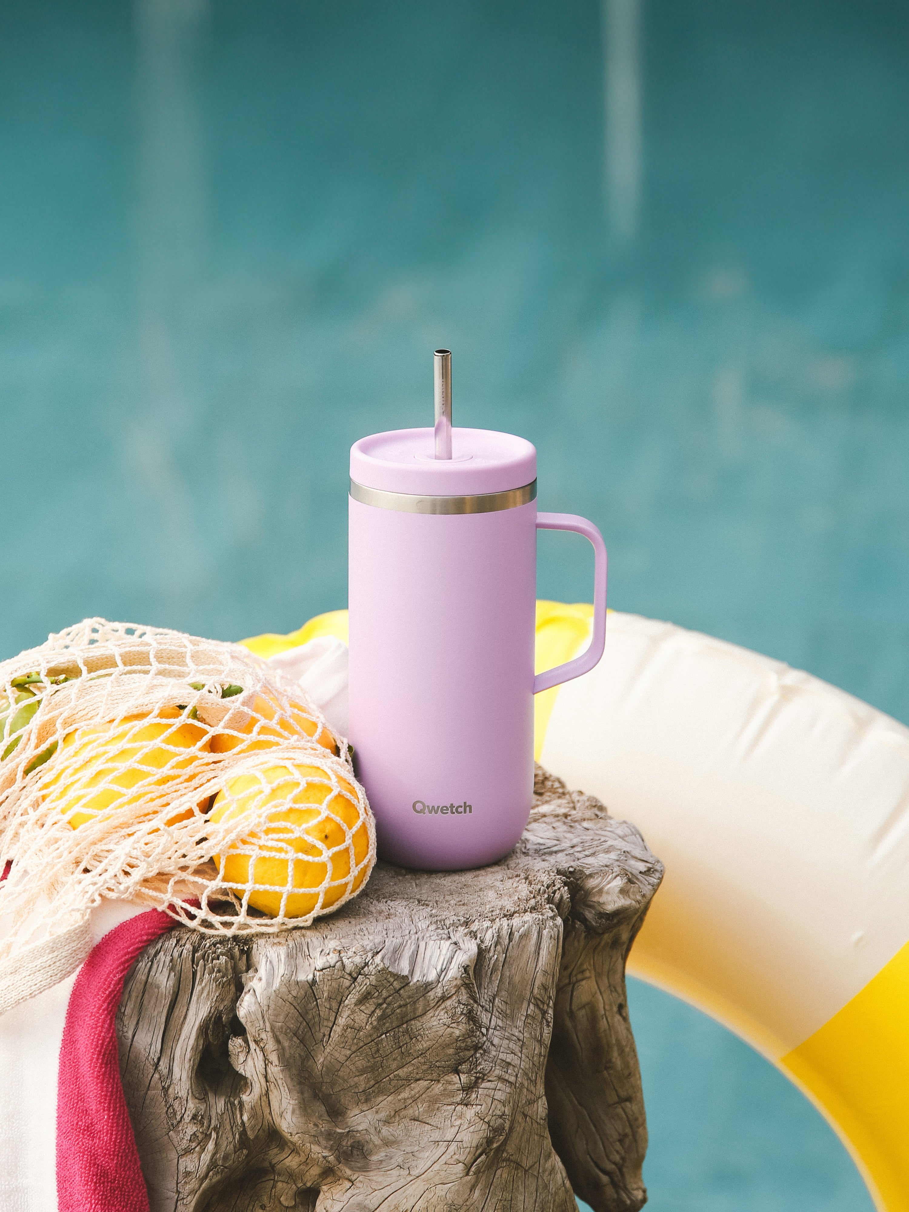 Qwetch Cold Cup termohrnek 600 ml pastel levandule s uchem