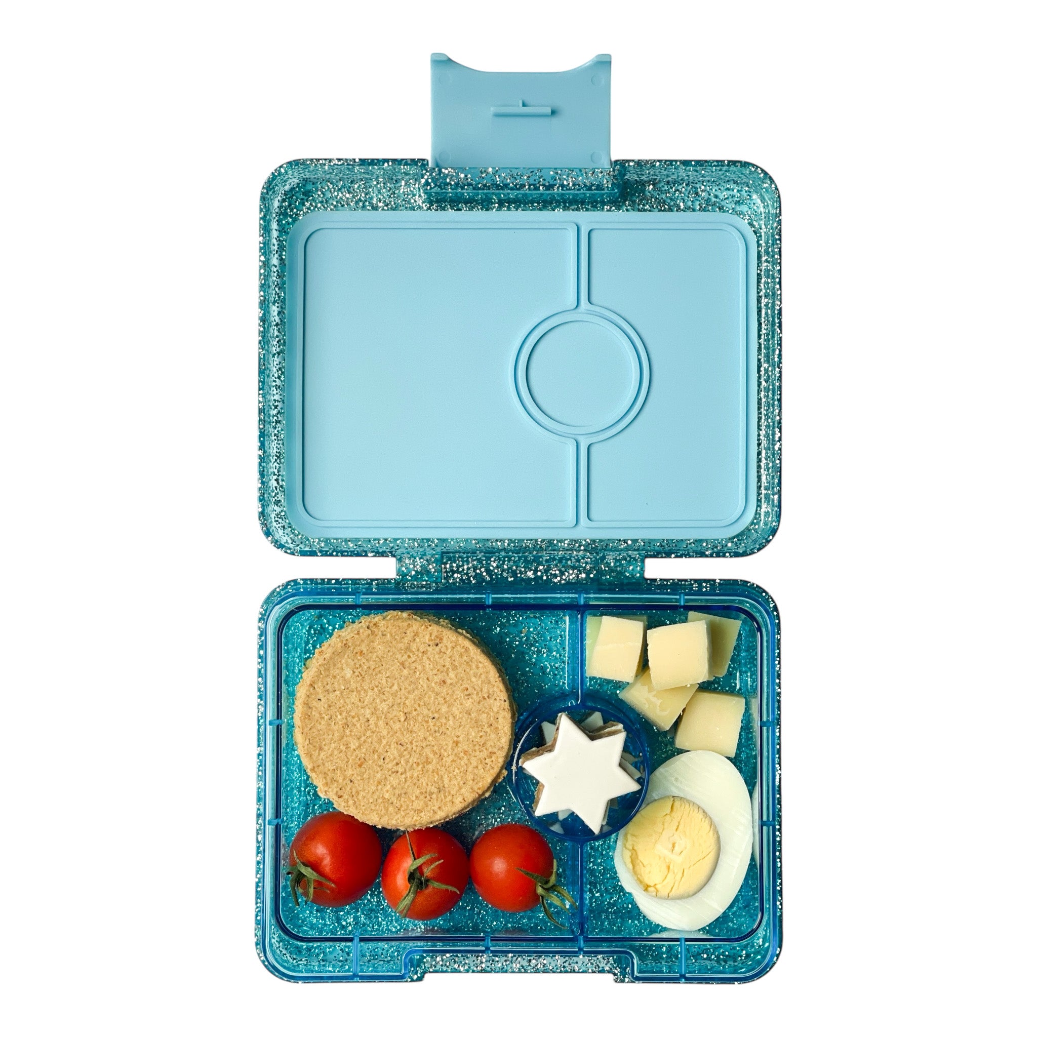 Yumbox Snack svačinový box Twinkle Teal Glitter 3 přihrádky