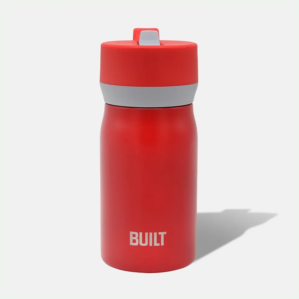BUILT New York 12oz Wide Mouth Cascade with Straw Lid láhev Red nerez