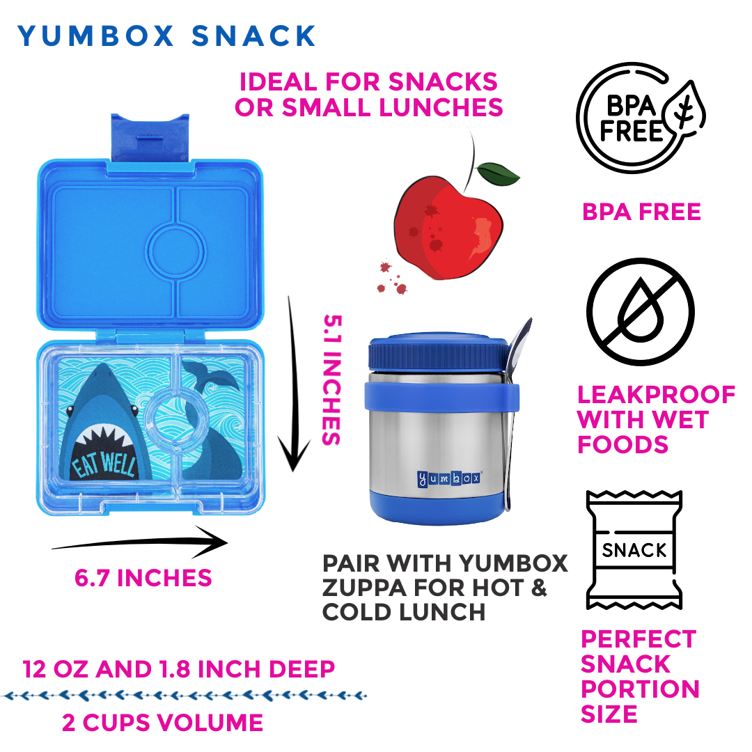 Yumbox Snack svačinový box Surf Blue Shark 3 přihrádky
