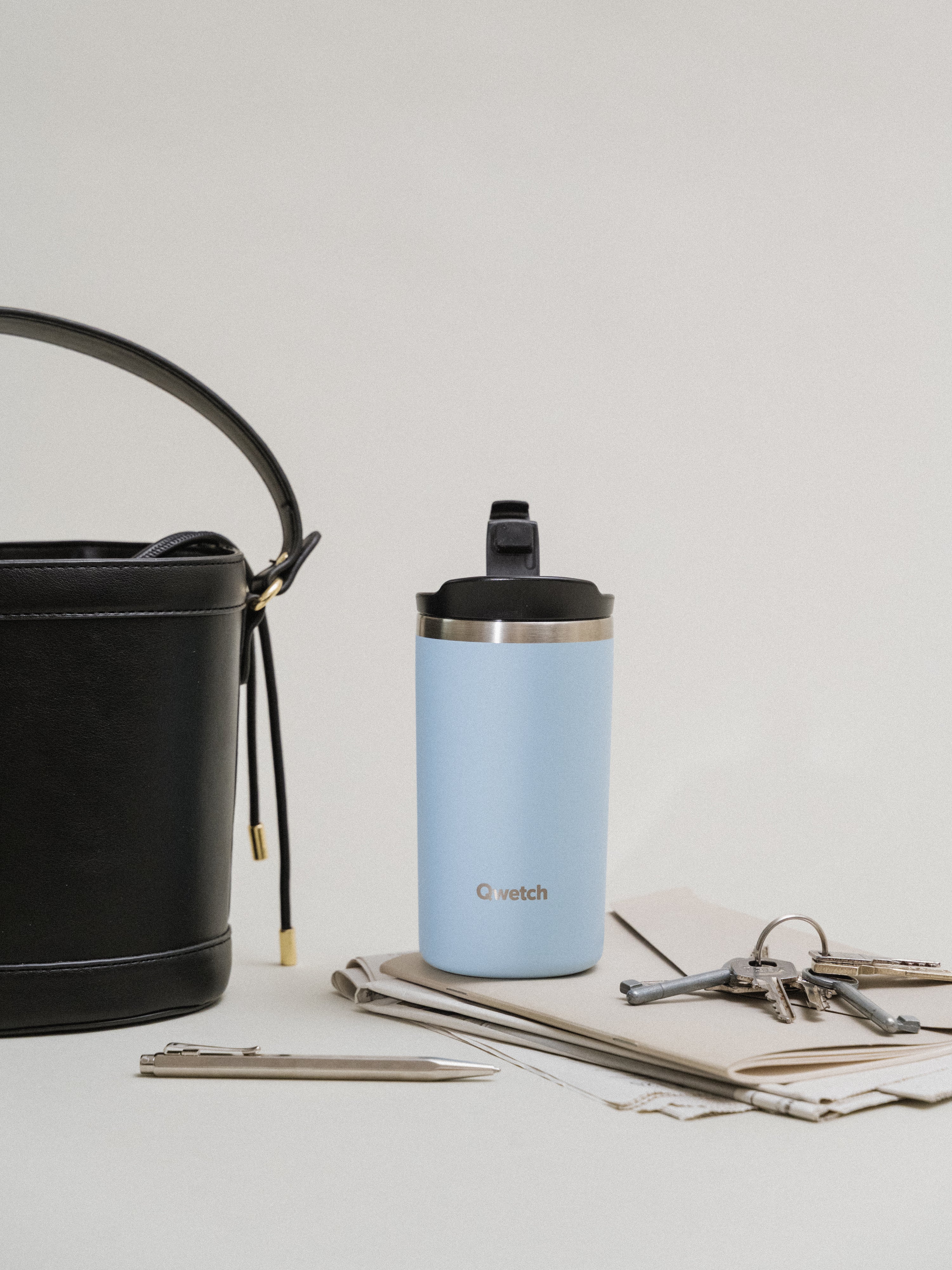 Qwetch Travel Mug termohrnek Pastel Bleu 350 ml nerez