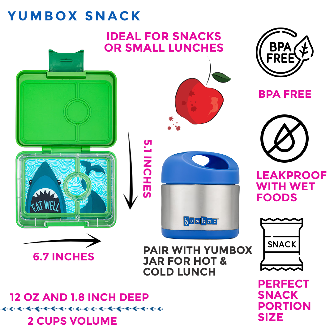 Yumbox Snack svačinový box Jurassic Green Shark Tray 3 díly