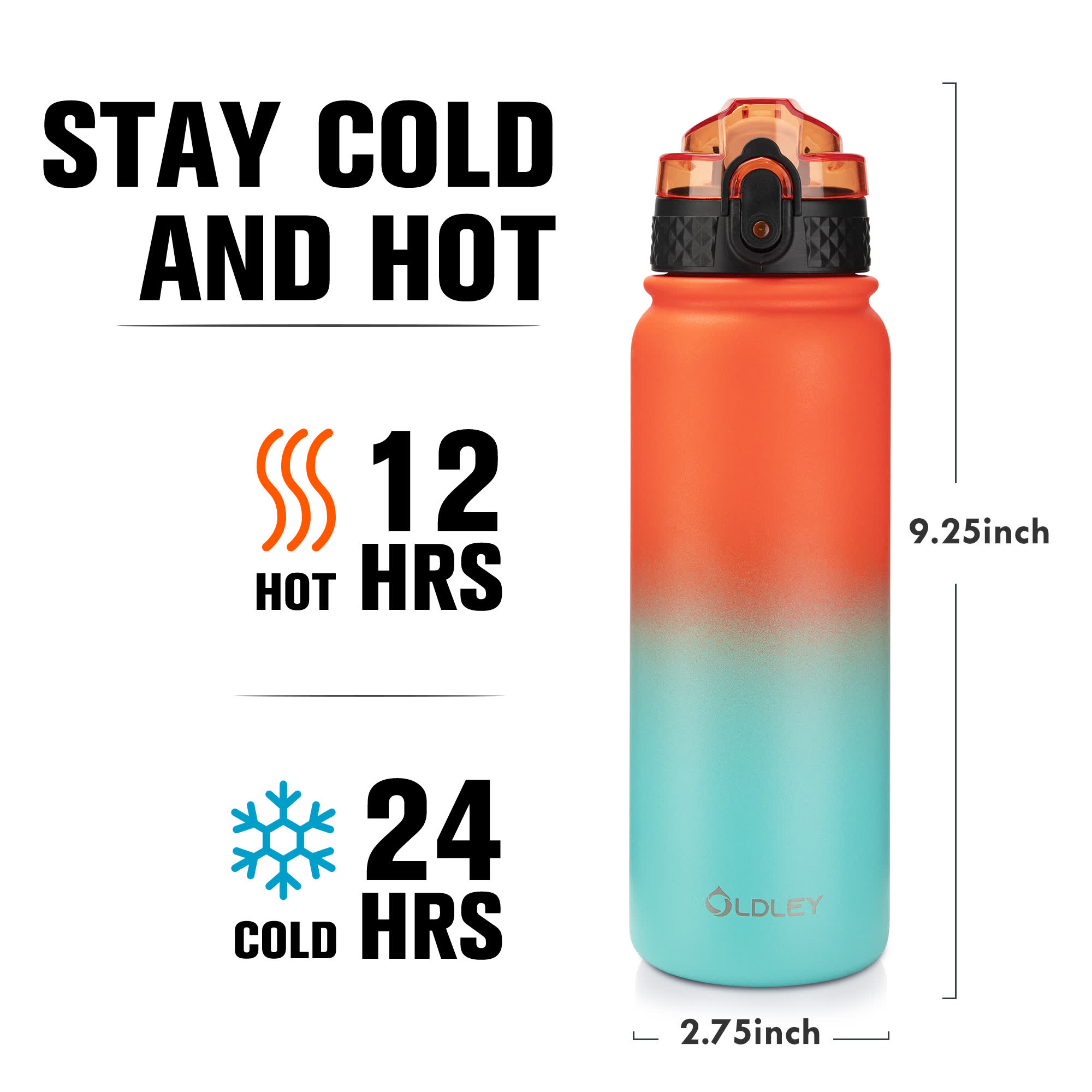 OLDLEY Triple Lid termoska 20oz oranžovo-zelená 591 ml
