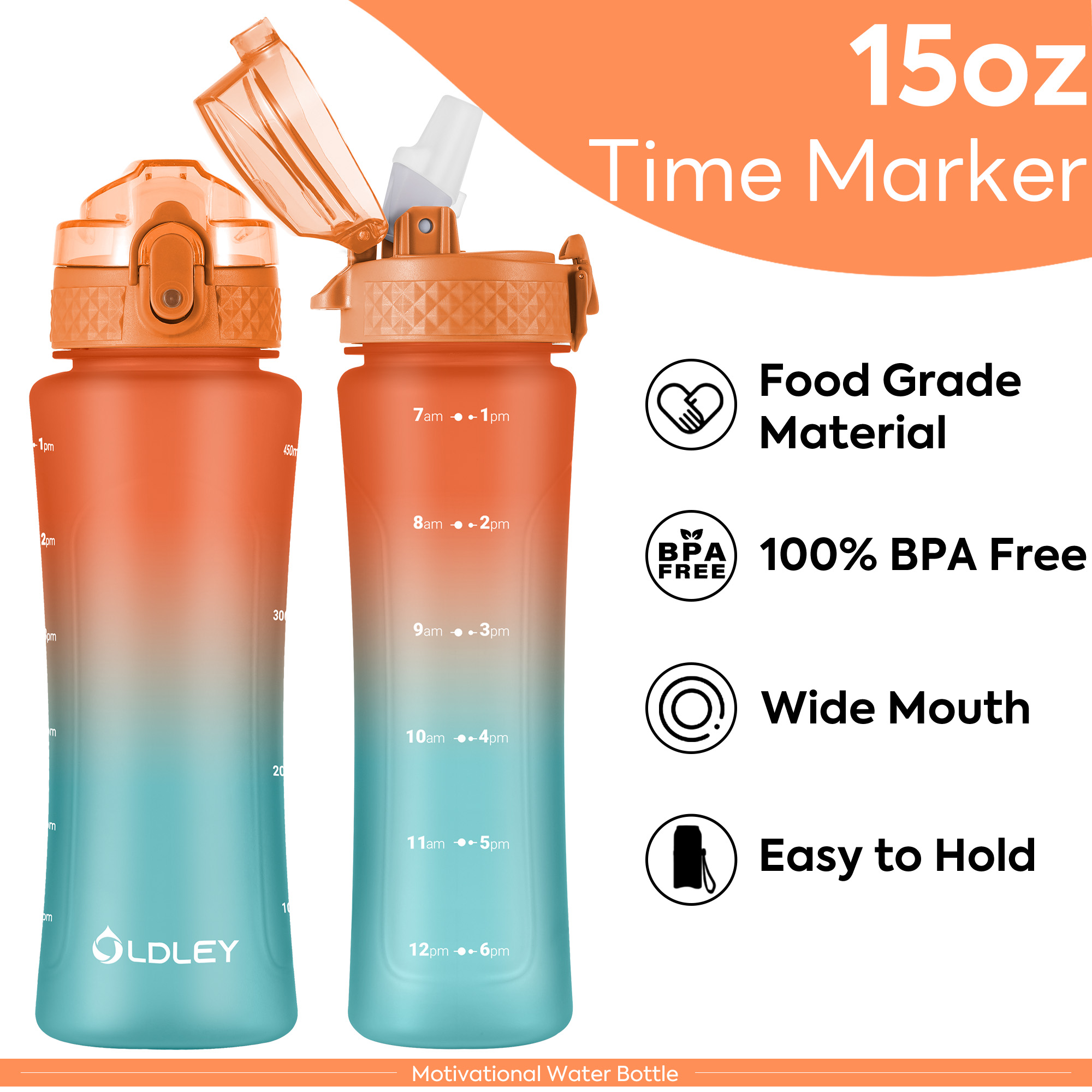 OLDLEY Kids 15oz dětská láhev Orange Green 450ml plast