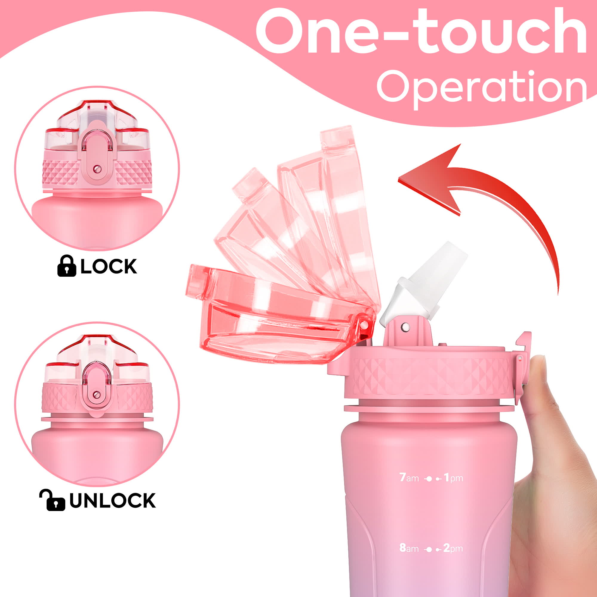 OLDLEY Kids Dual Lid láhev 443 ml růžová s brčkem