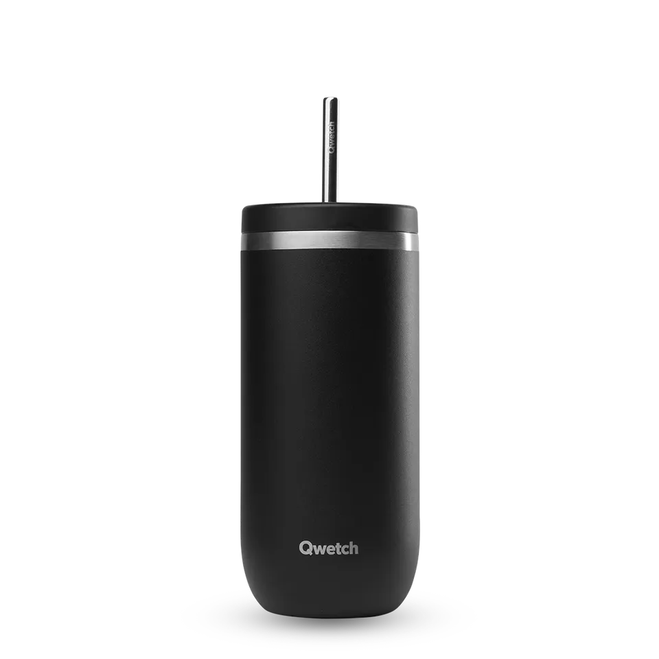 Qwetch Cold Cup Matt Noir termohrnek 470 ml s brčkem