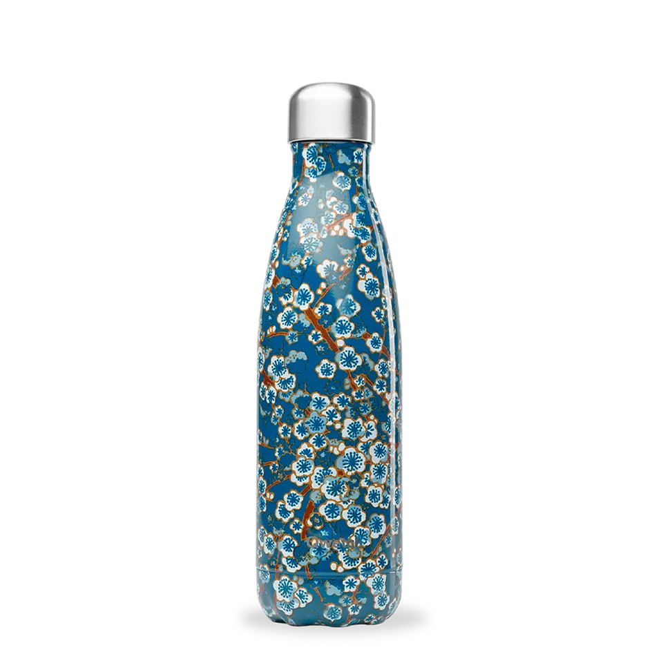 Qwetch Originals Flowers termo láhev 500 ml modrá Re-Love