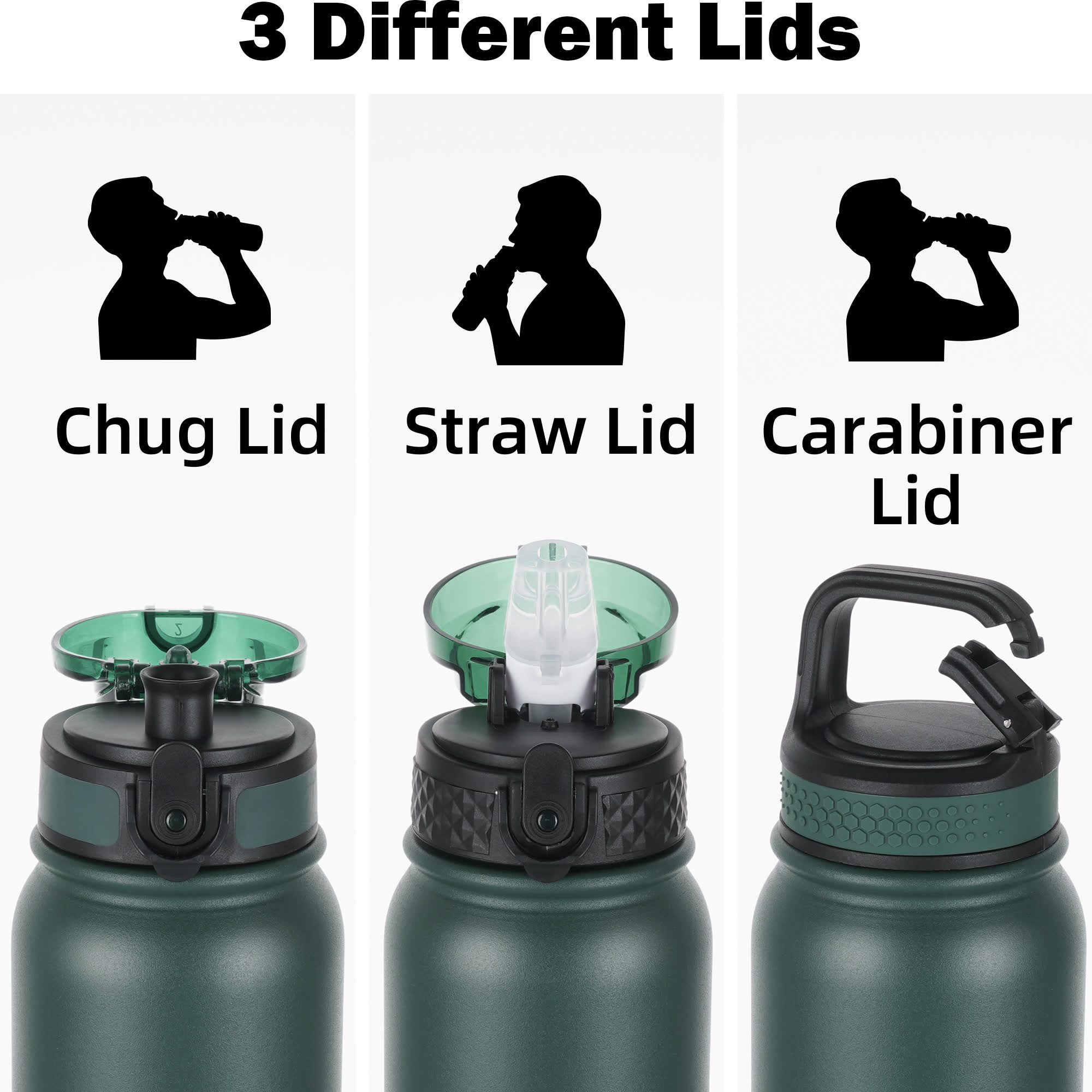 OLDLEY 20oz Triple Lid termolahev Green-Black 590 ml