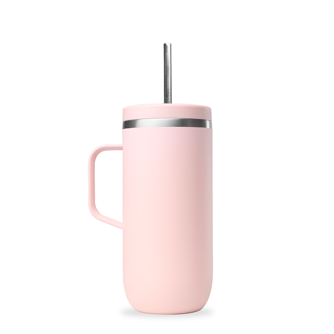 Qwetch Cold Cup termohrnek 600 ml růžový s brčkem a uchem