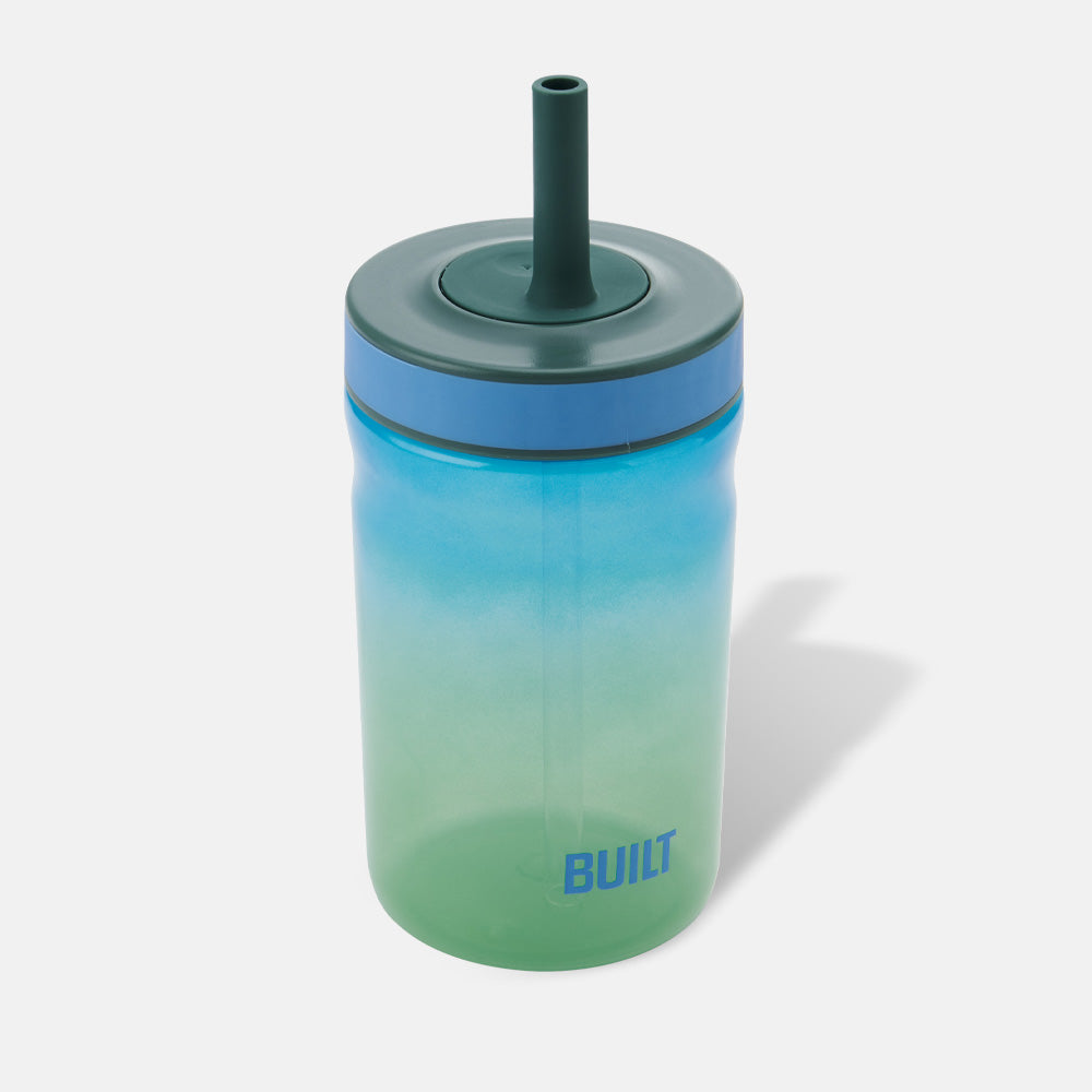 BUILT Bedford Straw hrnek 16oz Sea Glass s brčkem