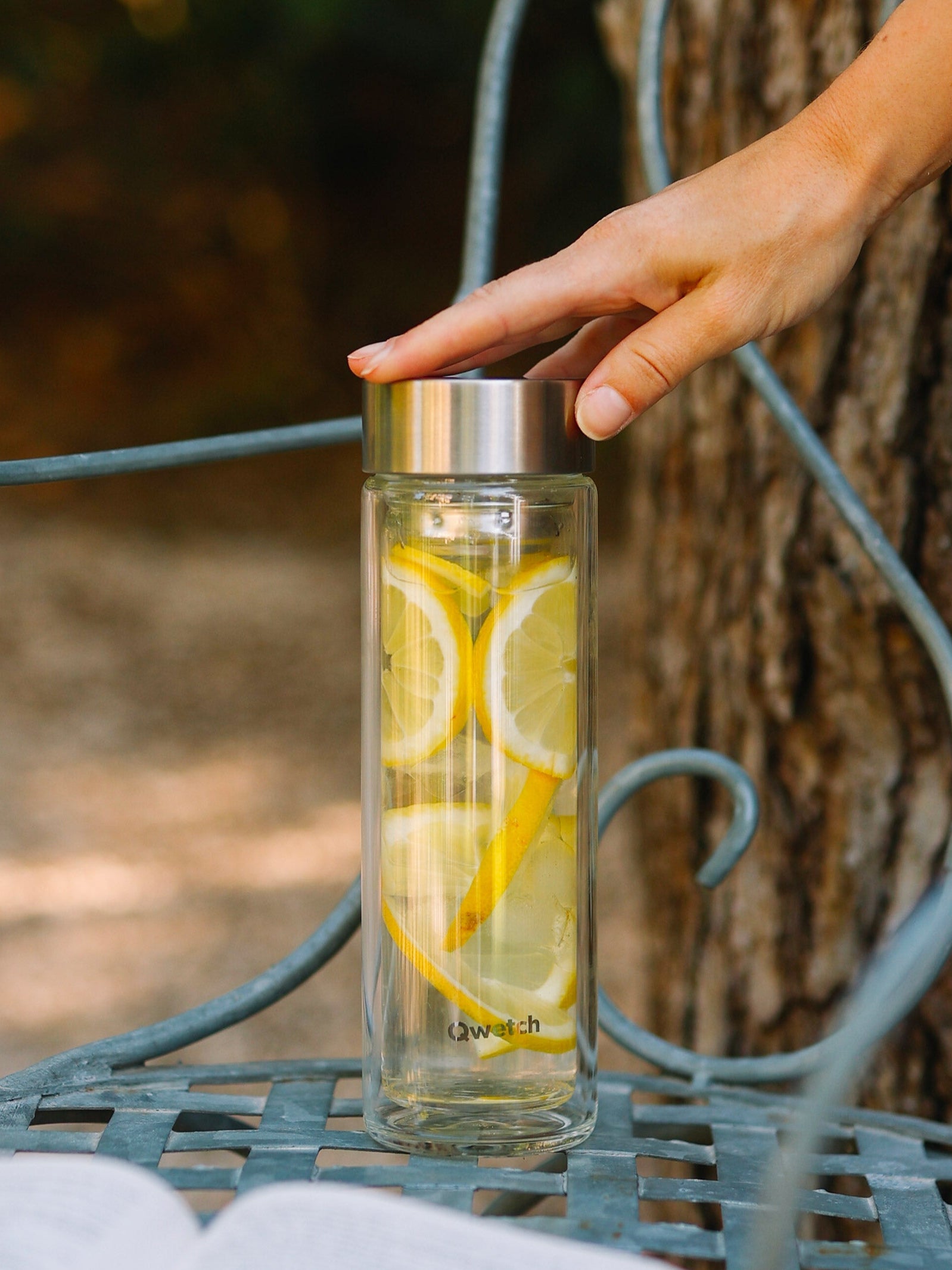 Qwetch Théière Verre Inox skleněná konvice 320 ml se sítkem