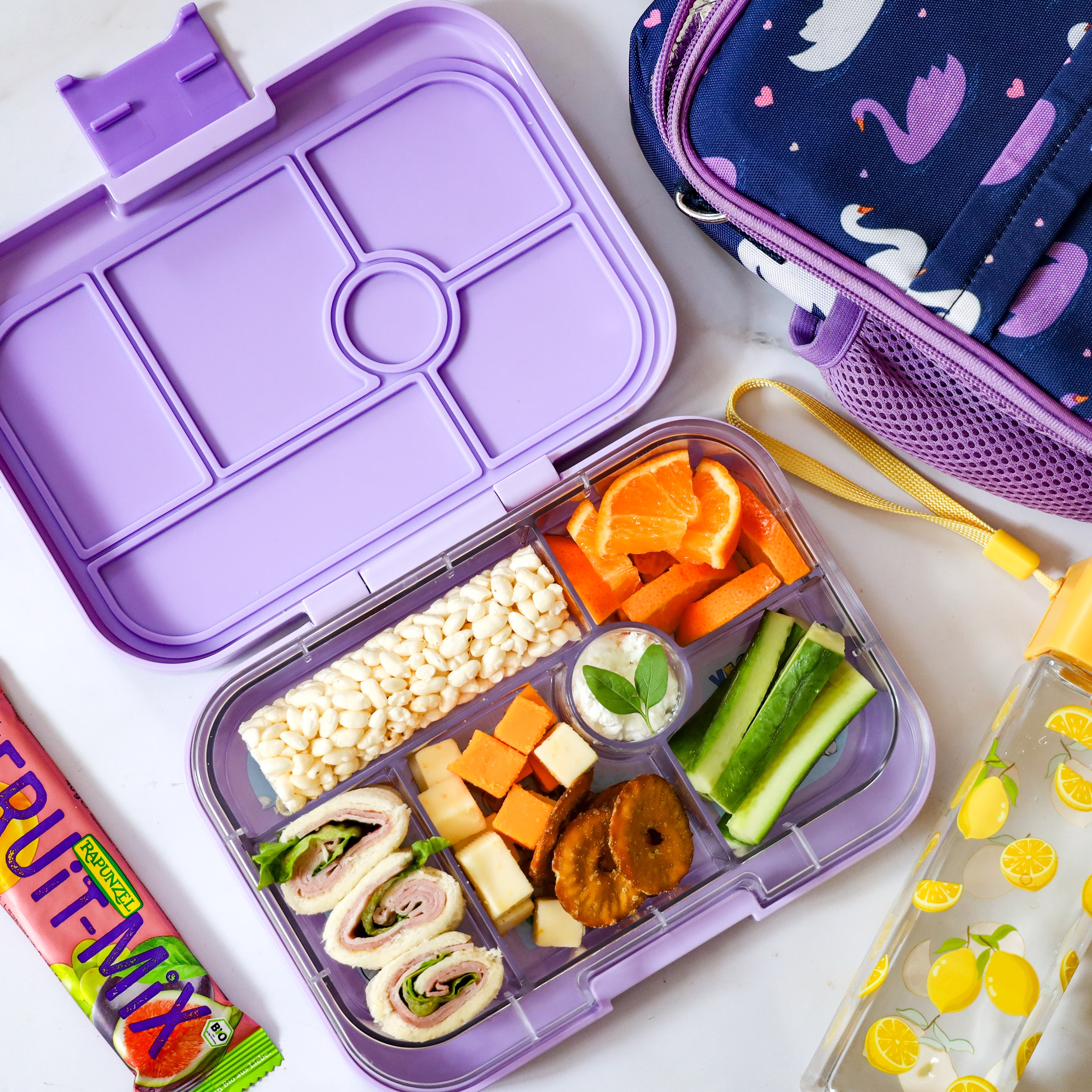 Yumbox Original Ami Purple Cats Dogs svačinový box 6 přihrádek