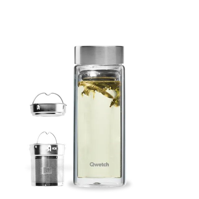 Qwetch Théière Verre Inox skleněná konvice 320 ml se sítkem