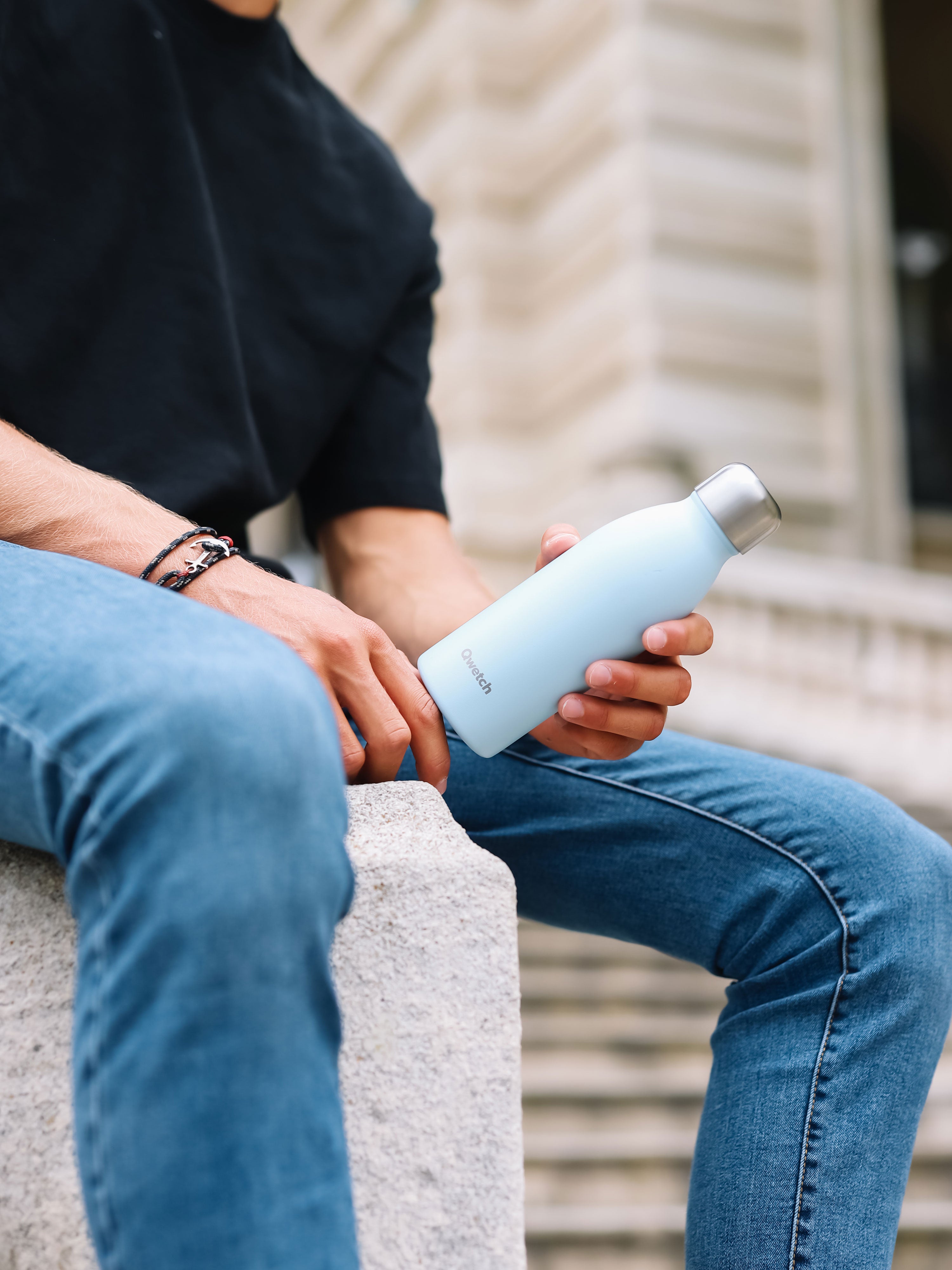 Qwetch One Pastel Bleu láhev 500 ml jednostěnná