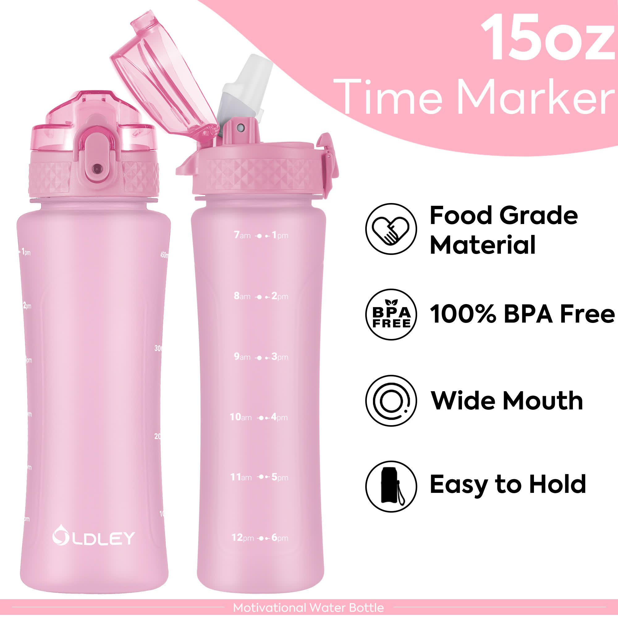 OLDLEY 15oz Dual Lid lahev Classic Pink 440 ml plast