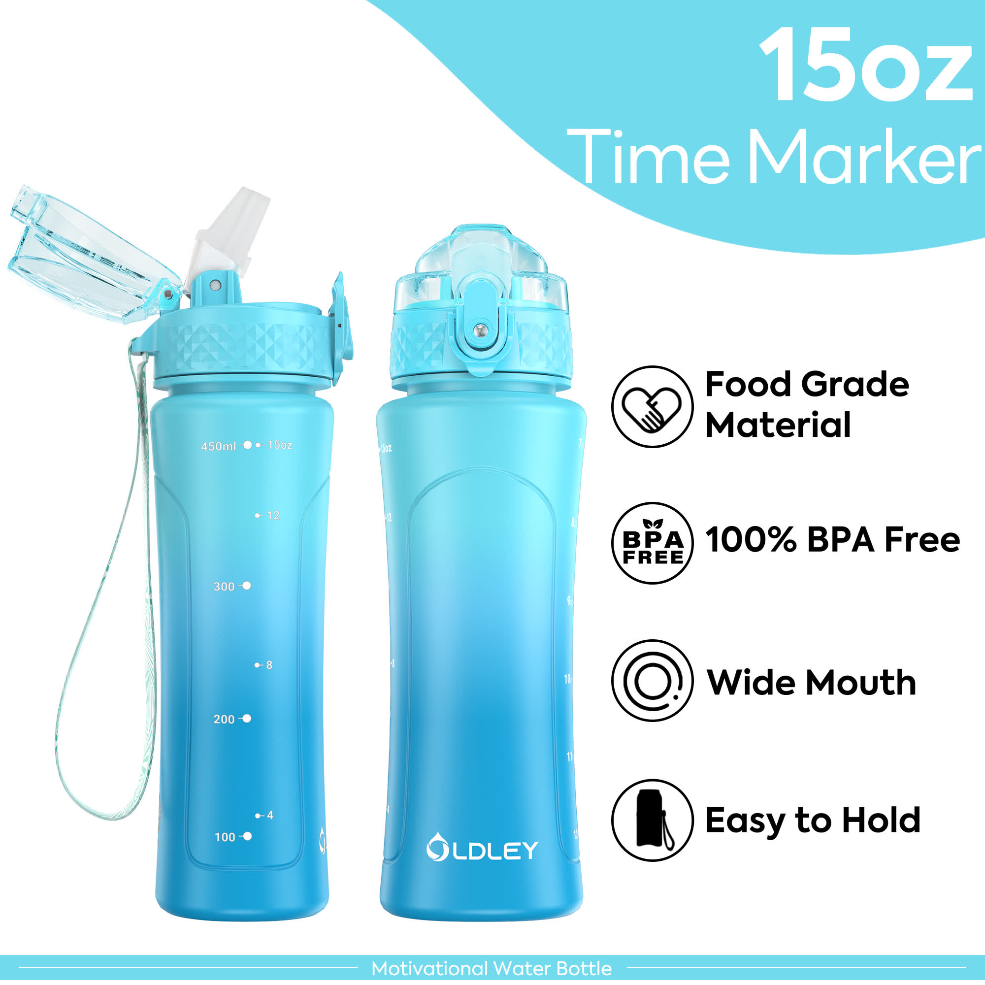OLDLEY Kids láhev 450 ml zeleno-modrá se 2 víčky