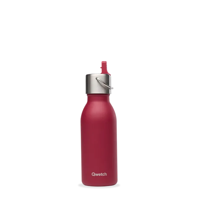 Qwetch Kids Matt bordó termoláhev 350 ml s brčkem