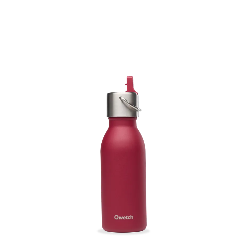 Qwetch Kids Matt bordó termoláhev 350 ml s brčkem