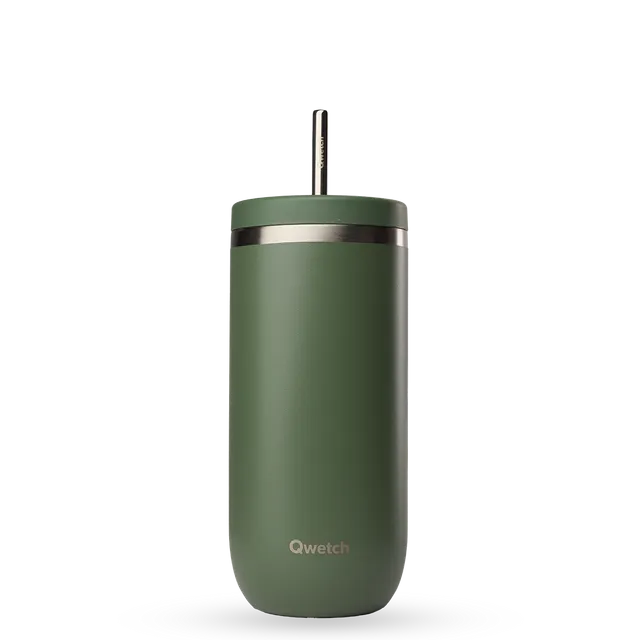 Qwetch Cold Cup termohrnek 470 ml matt kaki s brčkem
