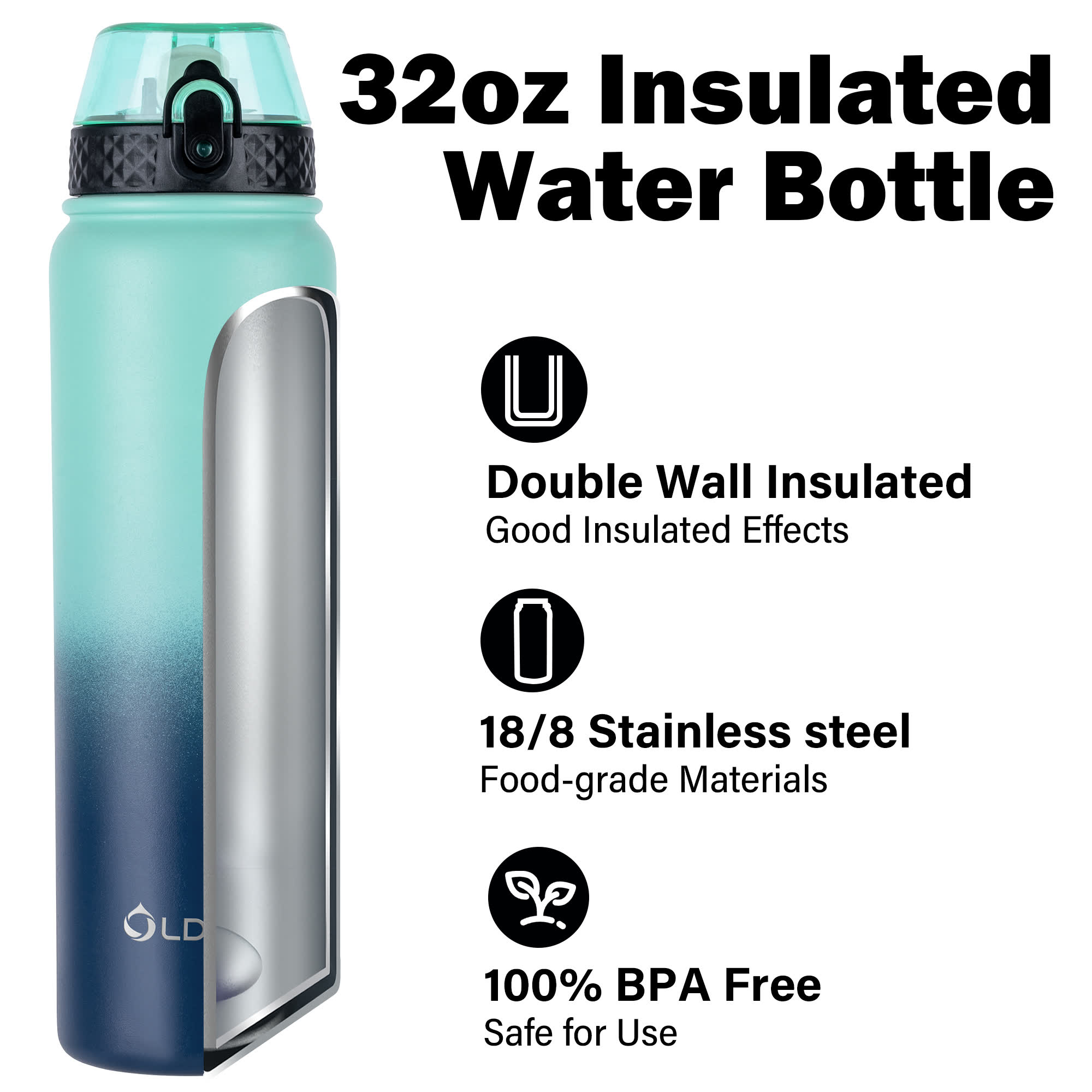 OLDLEY 32oz termoláhev Gradient Blue 950ml nerez
