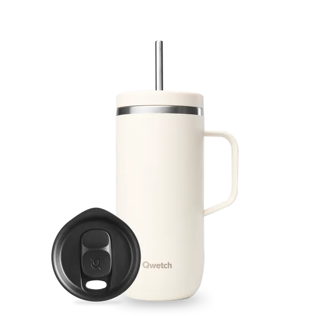 Qwetch Cold Cup kelímek 600 ml Slide písková s brčkem