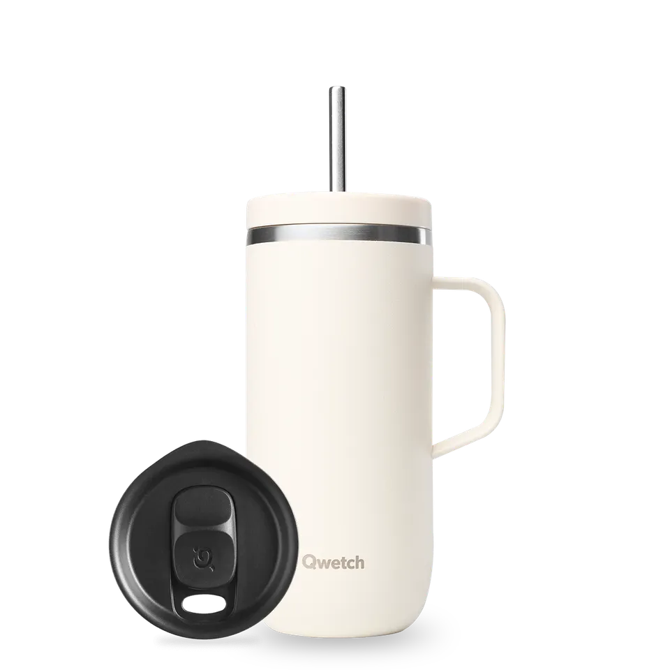 Qwetch Cold Cup kelímek 600 ml Slide písková s brčkem