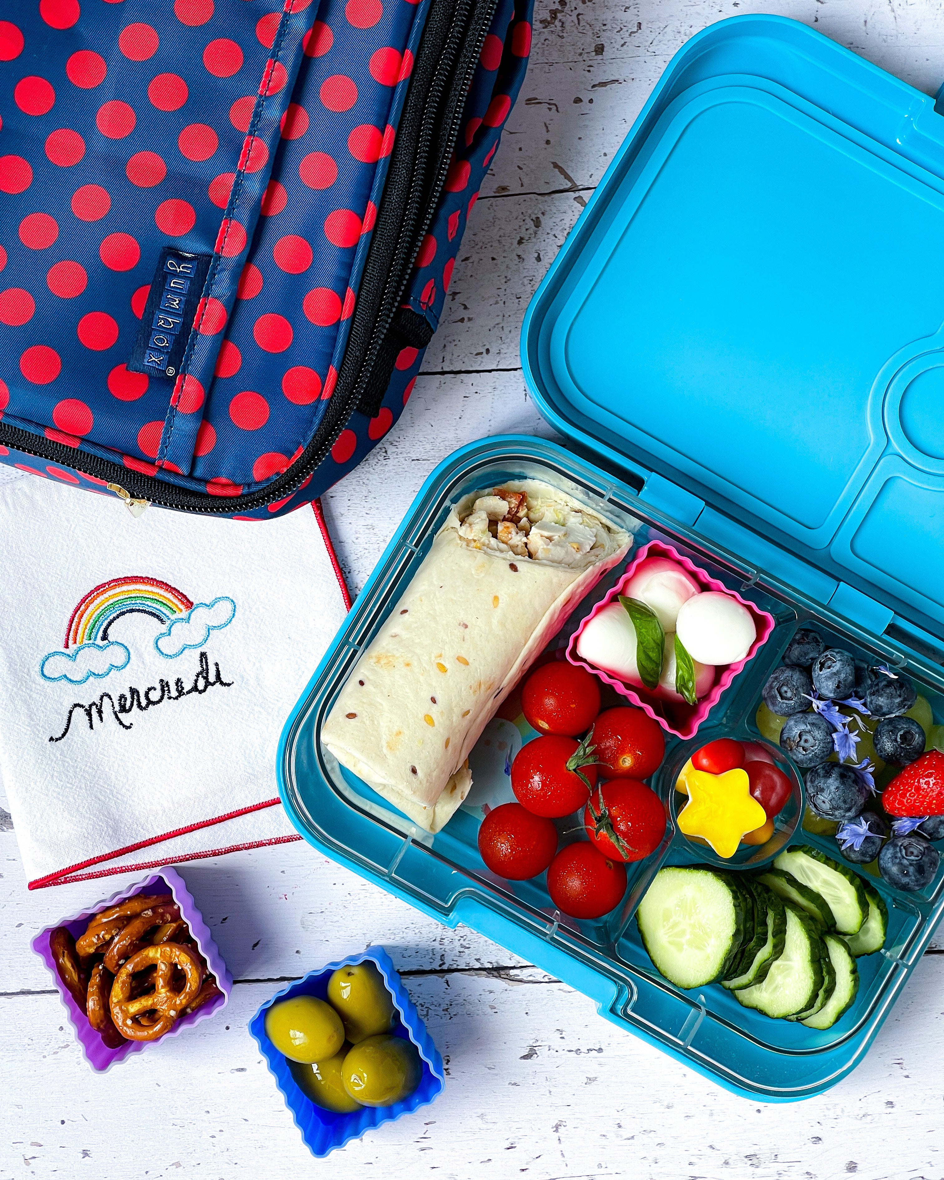 Yumbox Mini silikonové kelímky do boxu modré 3 ks